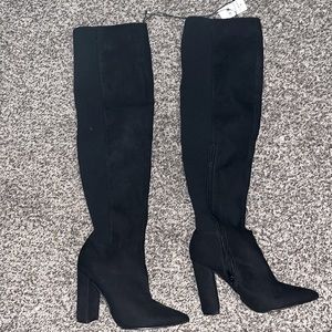 NWT Express Knee High Heeled Suede Boots